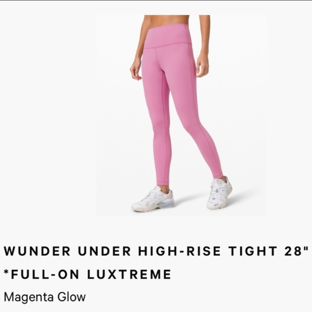 Lululemon Wunder Under 28” leggings in Magenta Glow